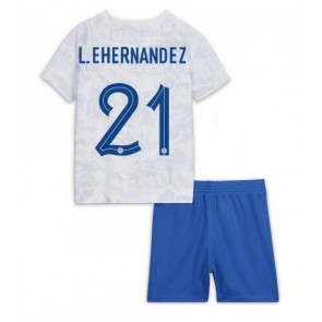 Maillot de foot France Lucas Hernandez #21 Extérieur enfant Monde 2022 Manches Courte (+ pantalon court)